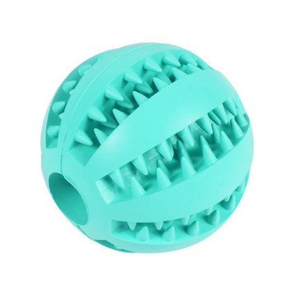 Natural rubber chew ball for dogs and cats, available in various sizes and colors.