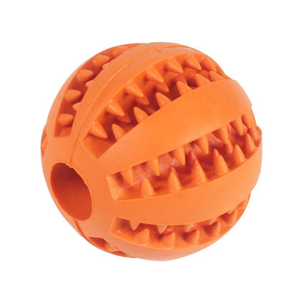 Natural rubber chew ball for dogs and cats, available in various sizes and colors.