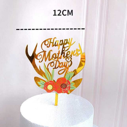 Elegant Golden Flowers Happy Birthday Cake Topper