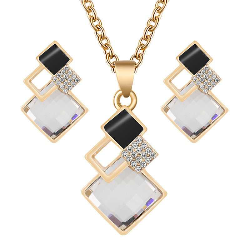 Elegant Crystal Pendant Necklace and Earrings Set - FTF Market Luxury Jewelry