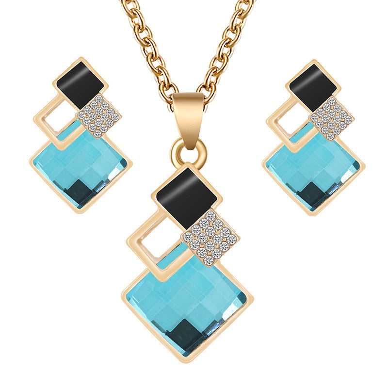 Elegant Crystal Pendant Necklace and Earrings Set - FTF Market Luxury Jewelry