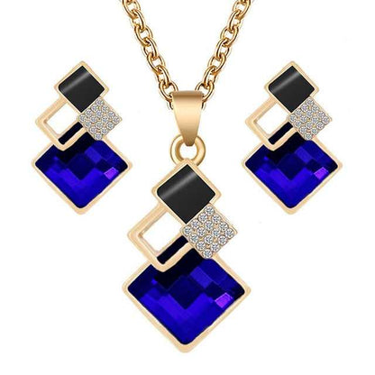 Elegant Crystal Pendant Necklace and Earrings Set - FTF Market Luxury Jewelry