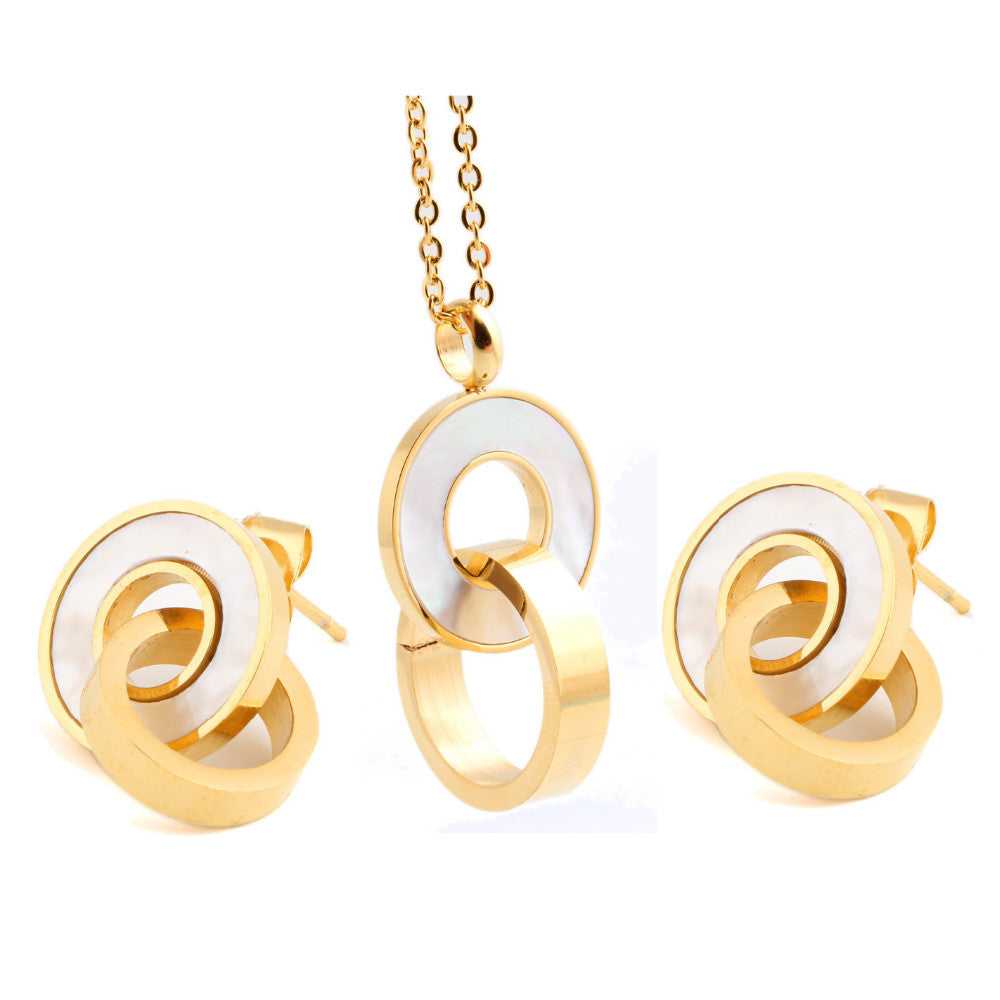 Elegant Gold Color Jewelry Set - Necklace and Earrings