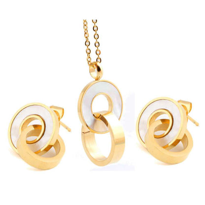 Elegant Gold Color Jewelry Set - Necklace and Earrings