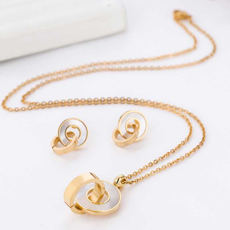 Elegant Gold Color Jewelry Set - Necklace and Earrings