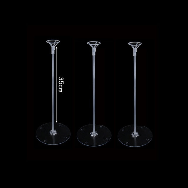 Reusable, strong and stylish metal balloon stands, available in packs of 1, 3 or 5 units.