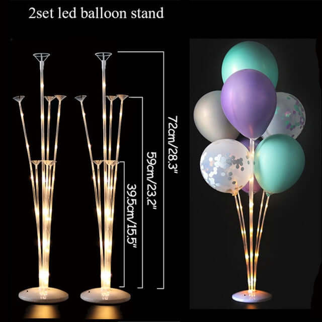 Reusable, strong and stylish metal balloon stands, available in packs of 1, 3 or 5 units.