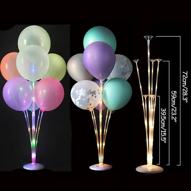 Reusable, strong and stylish metal balloon stands, available in packs of 1, 3 or 5 units.