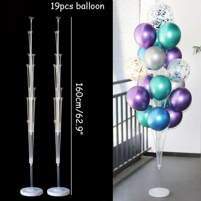 Reusable, strong and stylish metal balloon stands, available in packs of 1, 3 or 5 units.