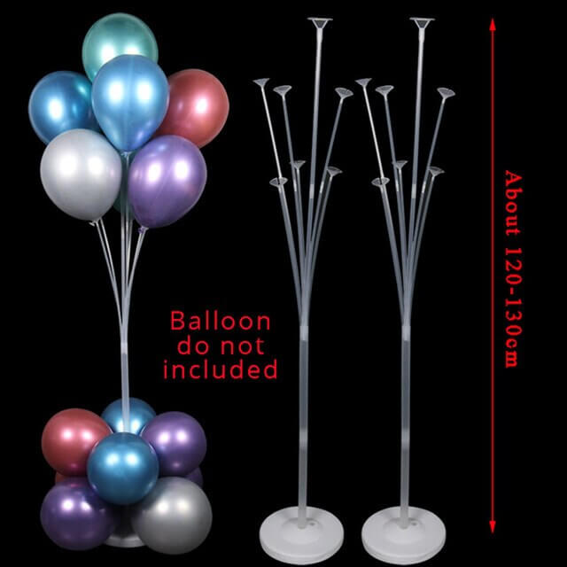 Reusable, strong and stylish metal balloon stands, available in packs of 1, 3 or 5 units.