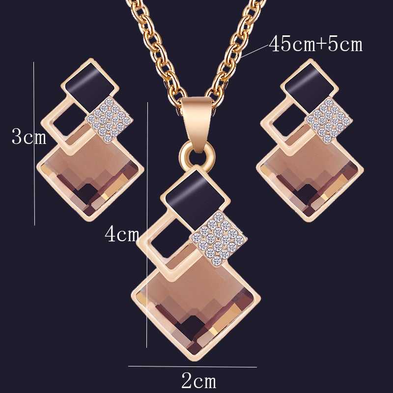 Elegant Crystal Pendant Necklace and Earrings Set - FTF Market Luxury Jewelry