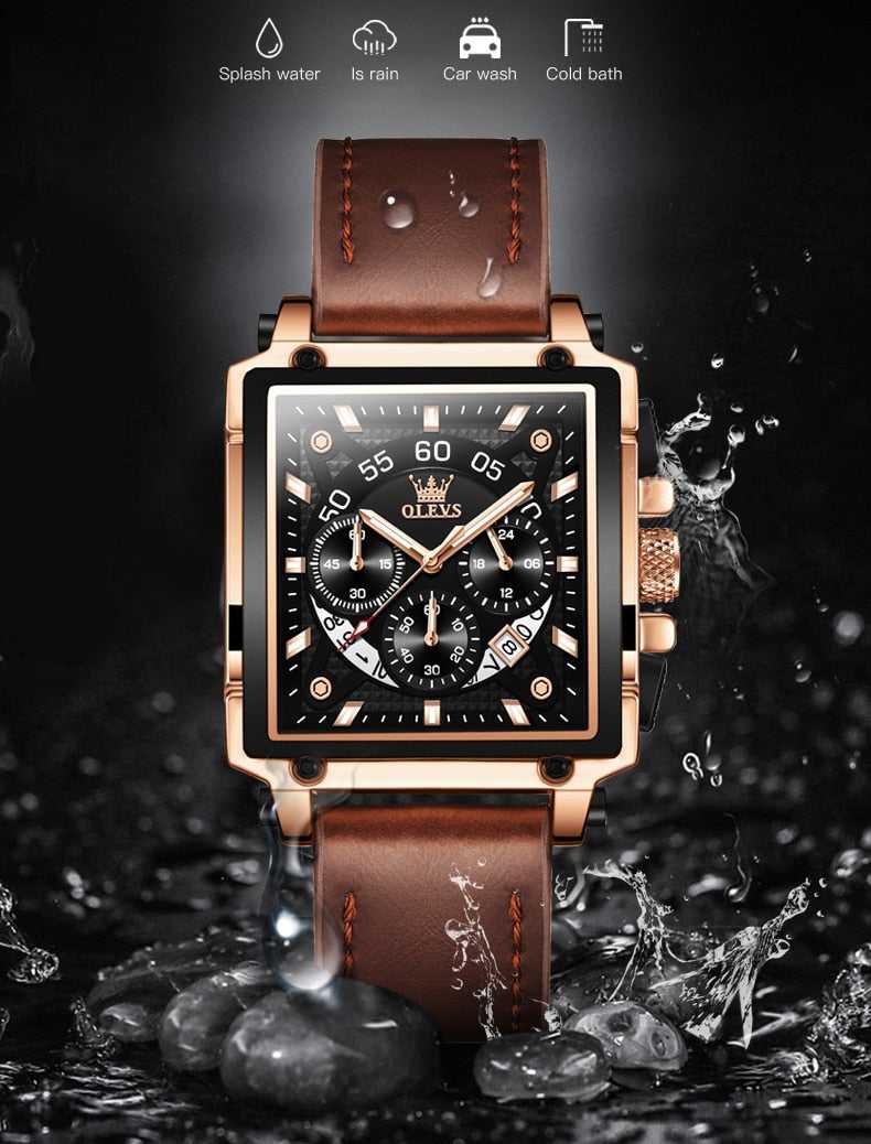 Men's luxury square sport watch from FTF Market, showcasing a sleek design and water-resistant features, perfect for any occasion