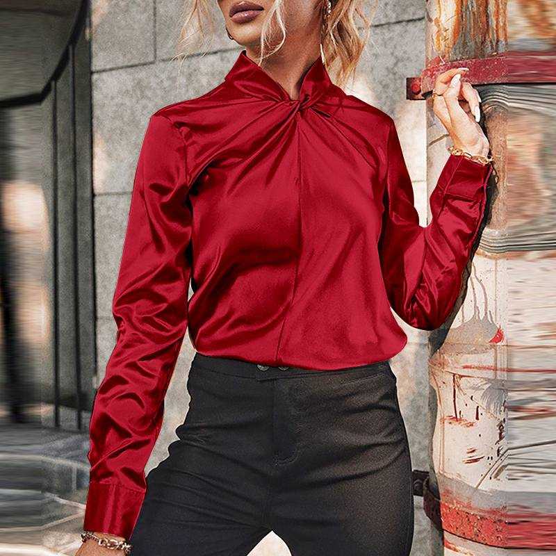 Stylish woman wearing FTF Market's oversized blouse in Wine Red, showcasing its versatile and comfortable design